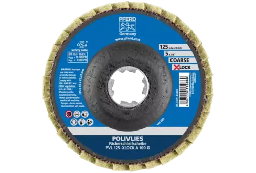 Ściernica włókninowa POLIVLIES PVL Korund Ø 125 mm otwór 22,23 mm / X-LOCK A100G do szlifu dokładnego 3