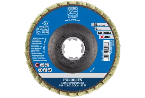 Ściernica włókninowa POLIVLIES PVL Korund Ø 125 mm otwór 22,23 mm / X-LOCK A180M do szlifu dokładnego 3