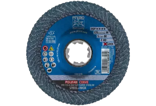 Ściernica listkowa POLIFAN CURVE PFR 125 mm X-LOCK szerokość M Z40 SGP STEELOX do stali/stali nierdzewnej 2