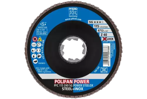 Ściernica listkowa POLIFAN POWER PFC 115 mm X-LOCK stożkowa Z40 SG STEELOX stal/stal nierdzewna 2