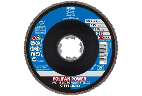 Ściernica listkowa POLIFAN POWER PFC 115 mm X-LOCK stożkowa Z60 SG STEELOX stal/stal nierdzewna 2