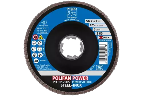 Ściernica listkowa POLIFAN POWER PFC 125 mm X-LOCK stożkowa Z60 SG STEELOX stal/stal nierdzewna 2