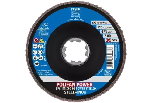 Ściernica listkowa POLIFAN POWER PFC 115 mm X-LOCK stożkowa Z80 SG STEELOX stal/stal nierdzewna 2