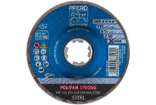 Ściernica listkowa POLIFAN STRONG PFC 115 mm X-LOCK stożkowa Z50 SGP STEEL do stali 2