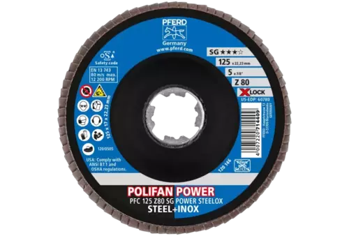 Ściernica listkowa POLIFAN POWER PFC 125 mm X-LOCK stożkowa Z80 SG STEELOX stal/stal nierdzewna 2