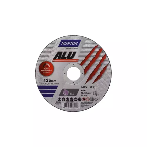 Zestaw 20 szt. tarcz do cięcia aluminium 125x1x22,23 płaska ALU Norton 66252850705 + 2 sztuki GRATIS 3