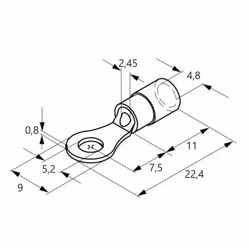 Końcówka oczkowa miedziana cynowana izolowana, 2.5/5, pvc, zakres 1.5-2.5 mm2, niebieska, opakowanie 25 sztuk 2