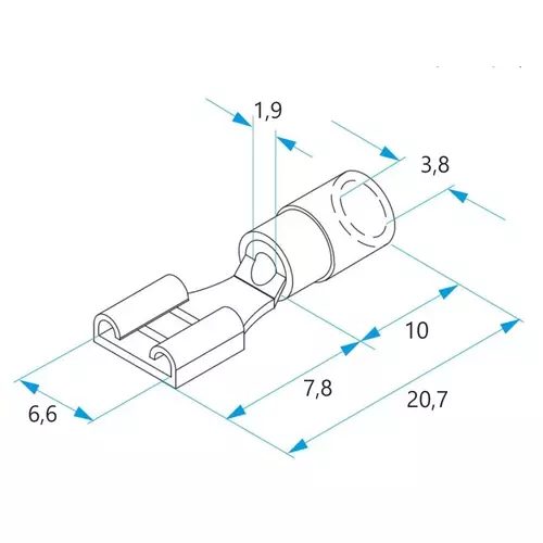 Nasuwka izolowana z antywibracyjną tulejką miedzianą, 1.5-6.3/0.8, pvc, zakres 0.25-1.5 mm2, czerwona, opakowanie 25 sztuk model 2