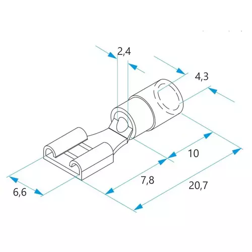 Nasuwka izolowana z antywibracyjną tulejką miedzianą, 2.5-6.3/0.8, pvc, zakres 1.5-2.5 mm2, niebieska, opakowanie 25 sztuk model 2
