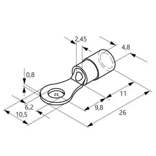 Końcówka kablowa oczkowa miedziana cynowana izolowana, 2.5/6, zakres 1.5-2.5 mm2, fi6, pvc, niebieska, opakowanie blister 10 szt 2