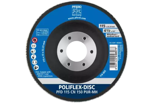 Dysk Poliflex PFD Ø 115 × 14 mm do otworu Ø 22,23 mm spoiwo PUR średnio twardy SIC150 3