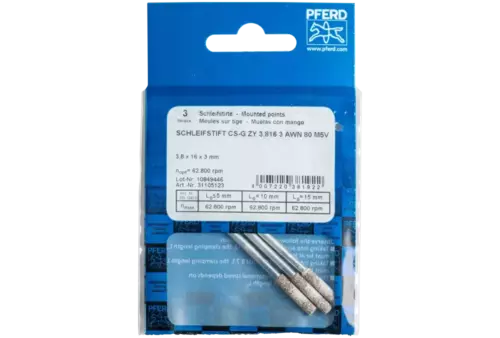Ściernica trzpieniowa CAIN SHARP CS-G kształt walcowy Ø3,8 × 16 mm trzpień Ø3 mm A80 do ostrzenia łańcuchów pił łańcuchowych 2