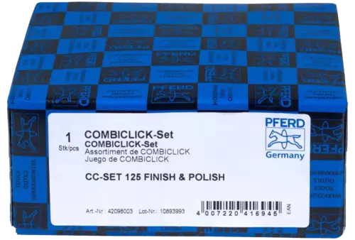 Zestaw krążków filcowych COMBICLICK Ø 125 mm VRH A100C, 180M, 240F i PNER W F z talerzem podporowym CC-H-GT do wykańczania 2