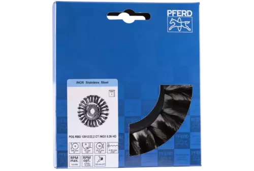 POS COMBITWIST szczotka okrągła pleciona RBG HD Ø 125 × 12 × 22,2 mm drut ze stali szlachetnej Ø 0,35 mm do szlifierek kątowych 2