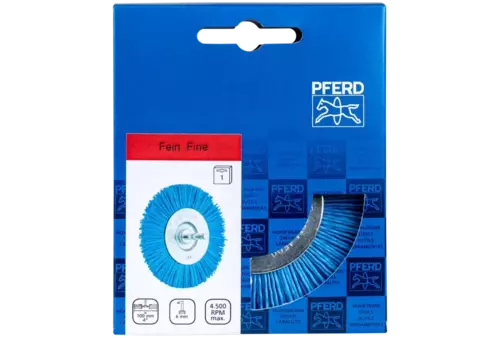 Szczotka tarczowa niepleciona RBU Ø100 mm trzpień Ø6 mm włókno BLUE Ø1,10 mm ziarno 180 do wiertarek 2
