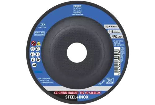 Tarcza do szlifowania metalu 115x22,23 CC-GRIND ROBUST SG STEELOX wypukła Pferd 64195115 2