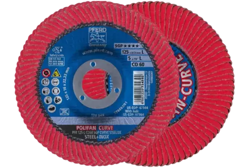 Ściernica listkowa POLIFAN CURVE PFR 125 × 22,23 mm szerokość L Z40 SGP STEELOX do stali/stali nierdzewnej 2