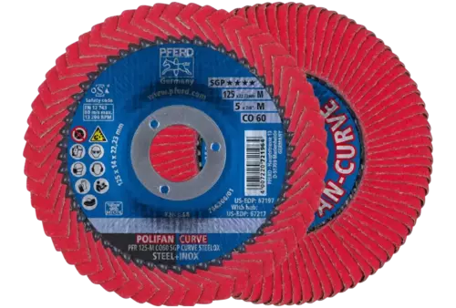 Ściernica listkowa POLIFAN CURVE PFR 125 × 22,23 mm szerokość M Z40 SGP STEELOX do stali/stali nierdzewnej 2