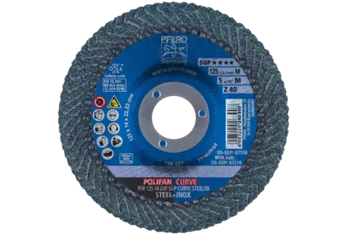 Ściernica listkowa POLIFAN CURVE PFR 125 × 22,23 mm szerokość M Z40 SGP STEELOX do stali/stali nierdzewnej 4