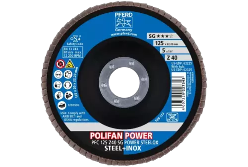 Ściernica listkowa POLIFAN POWER PFC 125 x 22,23 mm stożkowa Z40 SG STEELOX do stali/stali szlachetnej 2