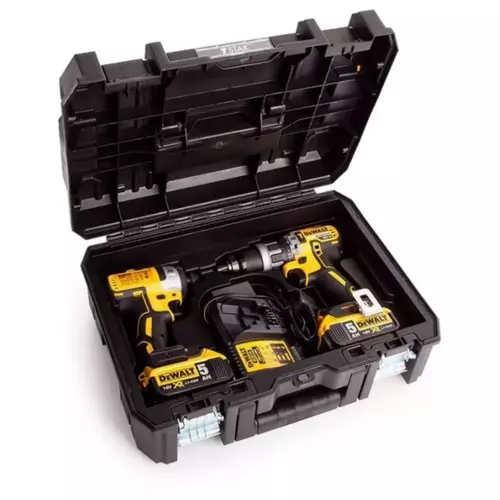 Zestaw 2 elektronarzędzi 18 V XR wiertarko-wkrętarka z udarem DCD796 + zakrętarka udarowa 1/4 DCF887 + 2x5Ah + walizka DeWALT DCK266P2T 4
