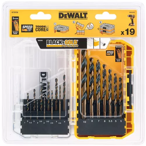 Zestaw 19 wierteł do metalu 1-10 mm HSS-G w skrzynce Tough Case DT70728 3
