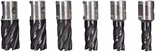 Zestaw 6 wierteł do wiercenia rdzeniowego 12-22 mm HSS TiAlN 30 Optimum 3072020 2