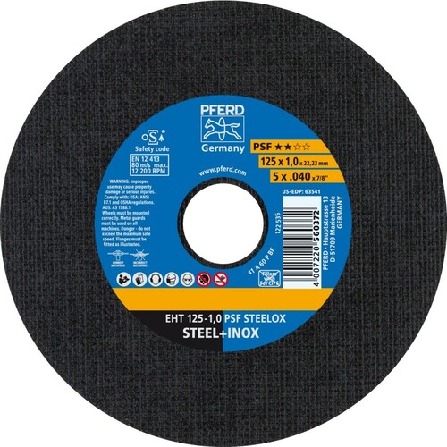 Pakiet 100 szt. tarcz do cięcia metalu 125x1x22,23 PSF STEELOX płaska kufer Pferd 69902459 3