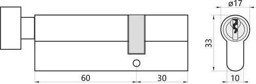 Wkładka do drzwi do zamka 60g/30 M&D A2 z gałką 3