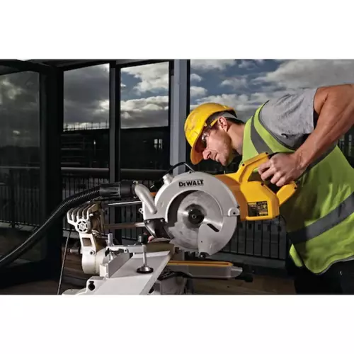 Pilarka ukosowa 250 mm z przesuwną głowicą i diodowym wskaźnikiem linii cięcia XPS DeWalt DWS778-QS 11