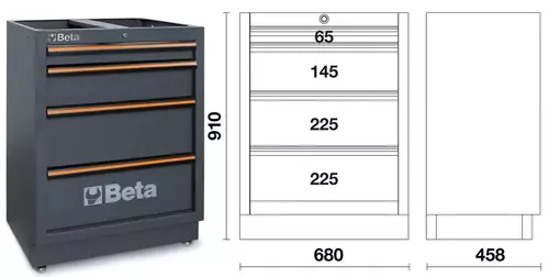 Moduł stały z 4 szufladami system C45PRO Beta C45PRO2.0/M4 3