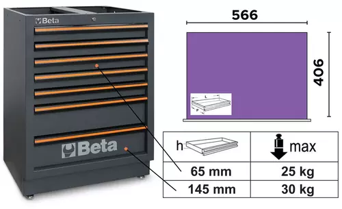 Moduł stały z 7 szufladami system C45PRO Beta C45PRO2.0/M7 3
