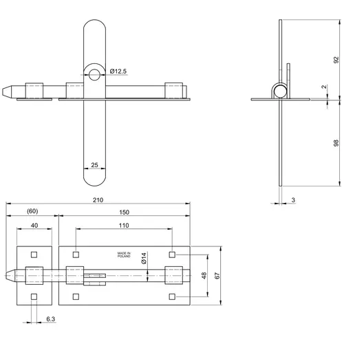 Zasuwa dwustronna 210mm ocynk 2