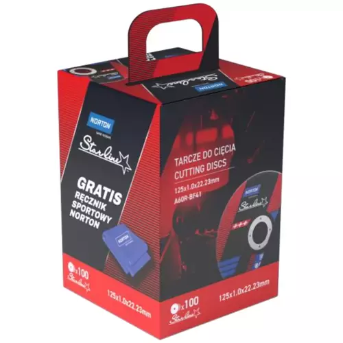 Zestaw 100 szt. tarcz do cięcia metalu 125x1x22,23 Starline płaska 66252850943 + ręcznik sportowy GRATIS 2