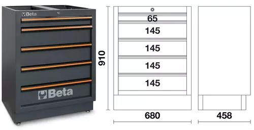 Zestaw mebli warsztatowych ze stalowym blatem system C45PRO Beta 4500/C45PRO/BX 8
