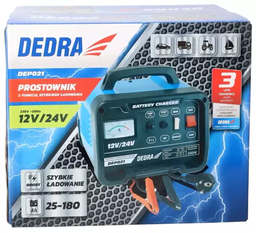 Prostownik 12/24V 25-180Ah DEDRA DEP021 8