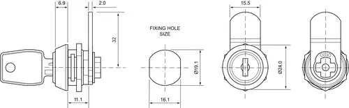 Zamek EURO-LOCKS F298032 18/11 do szafki prosty 4