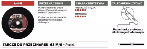 Tarcza do cięcia metalu 400x3,2x25,4 A46N Standard płaska AbraBETA 000090400 3