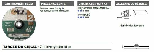 Tarcza do cięcia 230x3x22,23 C30R SMART LINEA DUE wypukła AbraBETA 000790230 2