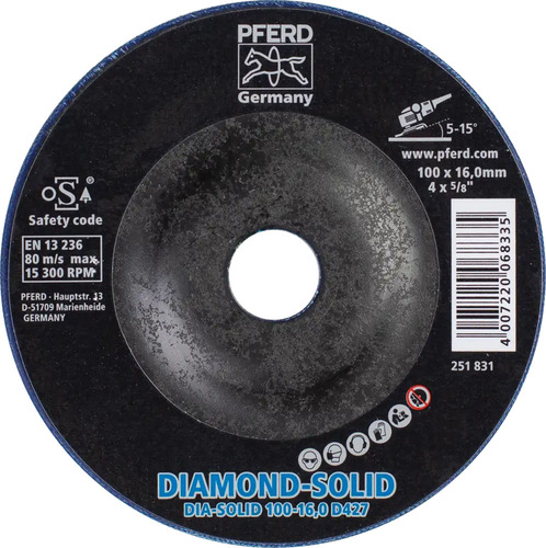 Diamentowe ściernice do szlifowania CC-GRIND SOLID DIAMOND 125×22,23 D427 grube Pferd 36612542 2