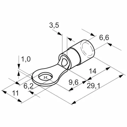 Końcówka oczkowa miedziana cynowana izolowana, 6/6, pvc, zakres 4-6 mm2, śr6,żółta, opakowanie 10 sztuk model bm00331 2