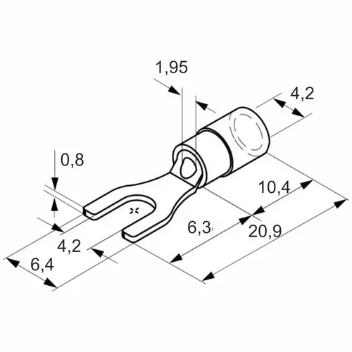 Końcówka kablowa izolowana widełkowa, 1.5/4, pvc, czerwona, zakres 0.25-1.5 mm2, opakowanie 100 sztuk model bm00120 2