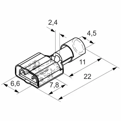 Nasuwka całkowicie izolowana z antywibracyjną tulejką miedzianą, 2,5-6,3/0,8, nylon 105degc, zakres 1,5-2,5 mm2, niebieska, opak. 10 szt 2