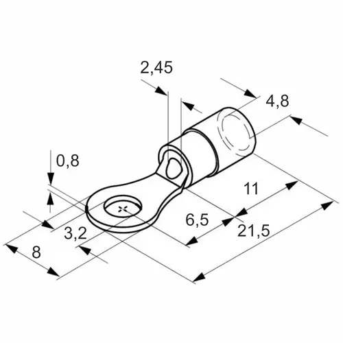 Końcówka oczkowa miedziana cynowana izolowana, 2.5/4, pvc, zakres 1.5-2.5 mm2, niebieska, opakowanie 100 sztuk model bm00219 2