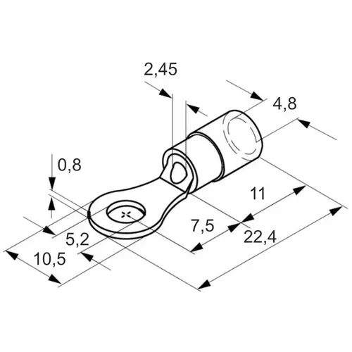Końcówka oczkowa miedziana cynowana izolowana, 2.5/5, pvc, zakres 1.5-2.5 mm2, niebieska, opakowanie 10 sztuk model bm00225 2