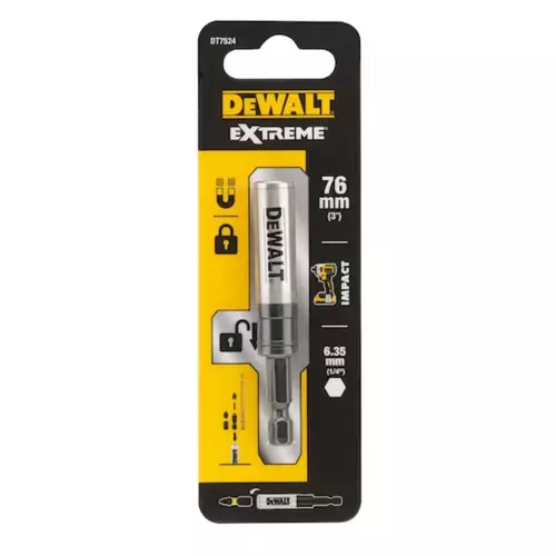 Uchwyt magnetyczny udarowy z blokadą do bitów 1/4" 76mm DeWalt DT7524 2