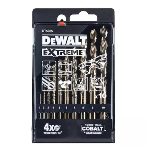 Komplet 10szt wierteł kobaltowych do metalu 1-10 DeWalt DT5935 2