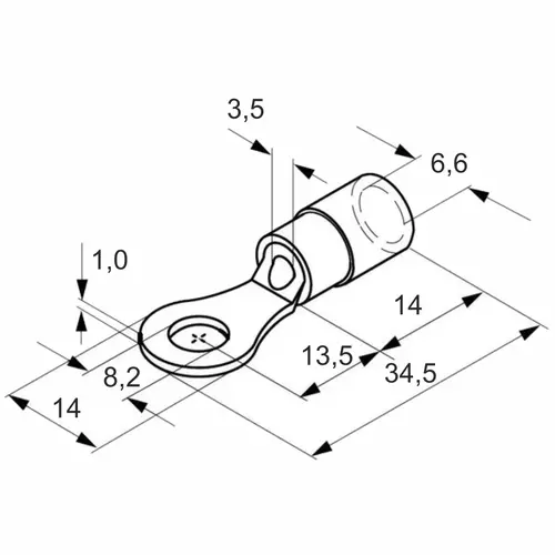 Końcówka izolowana oczkowa z blachy cu/sn 6/8 (10szt) żółta BM 00337BLT 2