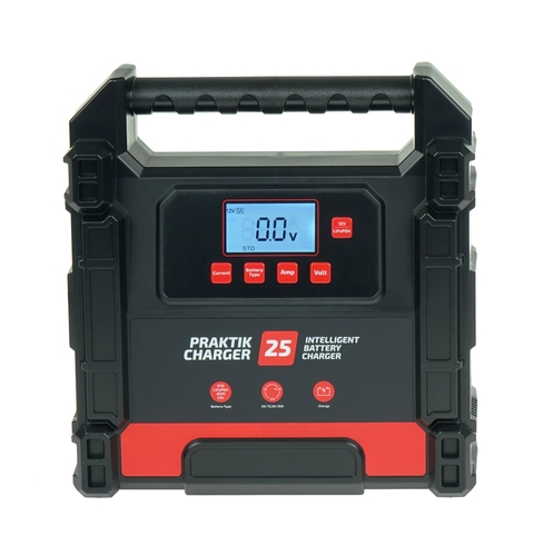 Prostownik do ładowania akumulatorów kwasowych, żelowych, AGM, MF, EFB, Li PRAKTIK CHARGER 25 LCD 12/24V Lithium 4