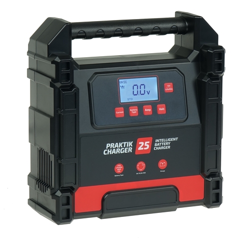 Prostownik do ładowania akumulatorów kwasowych, żelowych, AGM, MF, EFB, Li PRAKTIK CHARGER 25 LCD 12/24V Lithium 6
